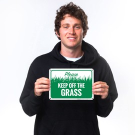 Please Keep Off The Grass Sign, (SI-65639) 10x7 Inches, Rust Free .040 Aluminum, Fade Resistant, Made in USA