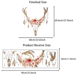 astylishome Animal Wall Stickers Peel and Stick Removable Colorful Floral Art Decal Animals Decals Deer Sticker Wallpaper for Kids Bedroom Baby Nursery Walls Decor 1020