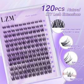 LZM Lash Clusters Individual Eyelashes - 120Pcs 8-16mm C Curl Cluster Lashes Natural Lashes Individual Cluster Tatti Lashes Thin Band Individual Lashes Eyelash Clusters Wispy Lashes (SNR028-C-MIX)