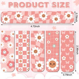 Lincia 60 Pcs Groovy Floral Magnetic Bookmarks for Women Preppy Flower Magnet Bookmarkers Cute Boho Daisy Gift Set for Women Book Lovers