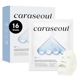 caraseoul Glowganic Pro Colágeno Mascarilla de hidrogel con Niacinamida (Vitamina B3) y Adenosina, Luminosidad, Poros minimizados, Hidratante, Nocturna, Vegana, Cuidado de la piel coreano [4 uds]