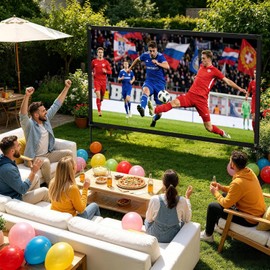 120inch Outdoor Projector Screen with Stand, 16:9 4K HD Portable Wrinkle-Free Projection Screen, Front/Rear Indoor Outdoor Movie Screen with Carry Bag for Home Theater, Backyard and Camping