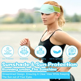 Sun Visor for Men & Women | Lightweight Breathable Mesh, Stretchy Foldable Cooling Sports Visor Hat for Running, Golf, Tennis, Hiking（Green）