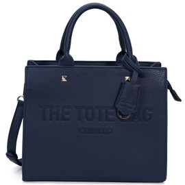Chinllo Tote Bag for Women, Top Handle Stachel Purse and Handbags with Shoulder Strap (D.NavyBlue-M)