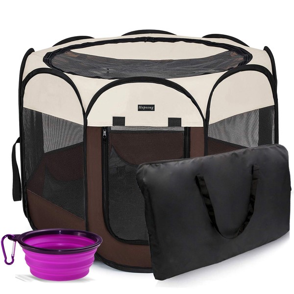 HEPEENG Portable Foldable Pet Playpen and Puppy playpen Pet Tent