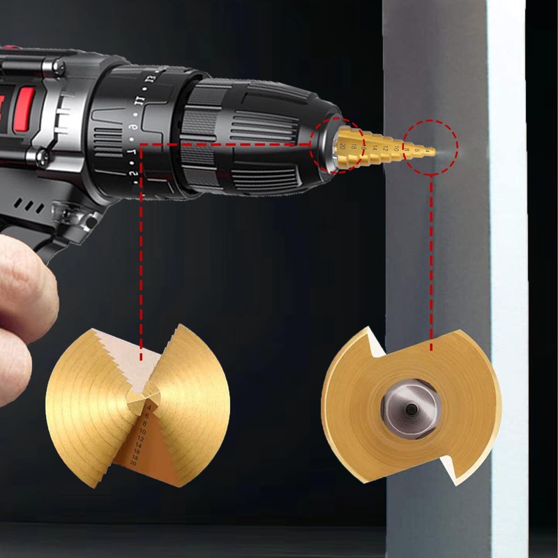 CeyMlem 3-Piece Step Drill Bit Set, Step Drill Bit with