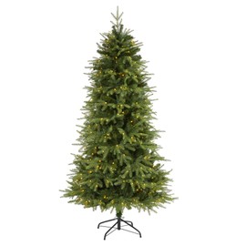 Nearly Natural 6ft. Vancouver Fir Natural Look Artificial Christmas Tree with 350 Clear LED Lights and 1870 Bendable Branches
