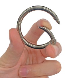 Wake Sangyo WMK-041 Round Carabiner Black Outer Diameter 1.4 inches (35 mm) Key Ring Key Ring Smartphone Strap Key Chain Bag Charm WMK-041