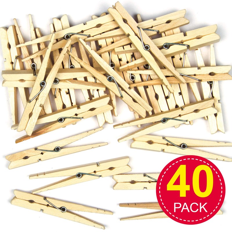 Baker Ross AG292 Natural Wooden Craft Pegs, Ideal for Greeting