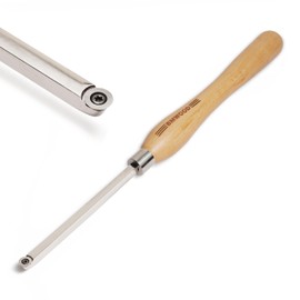 Overall length:18 3/4" Carbide Tipped Finisher Chisel For Woodturning, Beech handle length: 12 1/2", Tool bar length: 6 1/4", Tool bar thickness: 10mm (3/8") Square, with 12*2.5mm-30°TCT ROUND BLADE