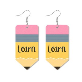 ANXIN Unique Chic Elegant Tassel Leather Earrings Pencil Earrings Teacher Earrings Gift for Teacher's Day (Learn Pencil Earrings)