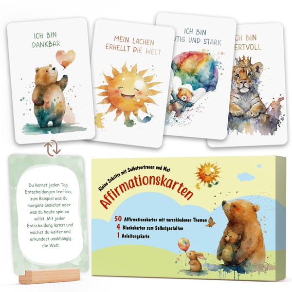 55 Affirmation Cards for Children with Stand - Motivational Cards