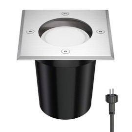 ledscom.de Reja Recessed Floor Spotlight for Outdoor Use Stainless Steel Square IP67 Including GU5.3 LED (Warm White, 4.99 W, 430 lm, 100°)