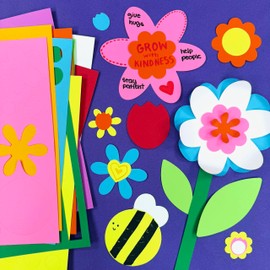 FreshCut Crafts: 280 Pieces of DIY Flower Cutouts with IDEA Guide - 2-Sided Punch Out Tulips, Daisies, Daffodils, Flowers Ideal for Spring Craft Projects, and Mother's Day DIY Gift Craft