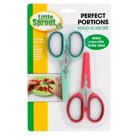 Baby Food Scissors 2 Pack w Covers- Parent Must-Have Safety Stainless Steel Shears to Make Every Bite Baby Sized and Safe- Portable for Babies & Toddlers Feeding (Meats, Fruits, and Vegetables)