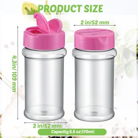 36 Pcs Plastic Spice Jars with Shaker Lids, 5.5oz, Pink