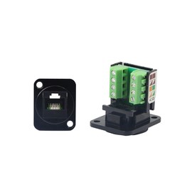 QIANRENON RJ45/8P8C Cat5E Screw Terminal Adapter Keystone Jack,D-Type Modular Panel Crimping Data Female Connector,Black