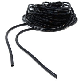 DRUT 10m Spiral Wrap Cable Tube, Black, 4-10mm, 10m x 10mm, Cable Organiser, Cord Protector, Home/Office