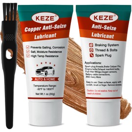 Keze Copper Antiseize Thread Lubricant Grease Rust and Corrosion Protection Heat Resistant Automotive Lubricant for Brake Pad Bolts and Nuts Spark Plug, 1 Oz-2 Pack