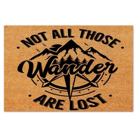 Autravelco Not All Those Who Wander are Lost Front Door Mat Coir Fiber Welcome Doormat Outdoor Doormat Yoga Gift Customized Entrance Apartment Stylish Farmhouse Décor 24x36 Inch