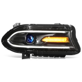 DNA MOTORING OE Style Front Right Halogen Projector Headlight Compatible With 2015-2022 Dodge Charger, OEM-HL-0286-R