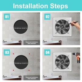 MEKOTRIN 8 Inch Exhaust Fan, Kitchen Exhaust Fan With Switch 60Hz 7 Blades Iron, 760 CFM Window Exhaust Fan, Small Wall Mounted Ventilation Fan for Attic, Greenhouse, Bathroom, Basement(White, 80W)