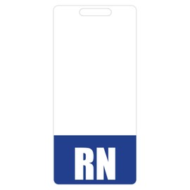 RN Badge Buddy (Blue) - Vertical Heavy Duty Badge Tags for Resident Nurses - Double Sided Badge Identification Card