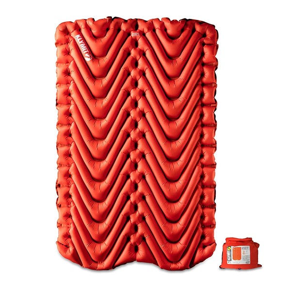 Klymit Insulated Double V Inflatable Sleeping Pad for Camping, Lightweight Hiking and Backpacking Air Bed For Cold Weather,Red