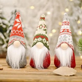Captor Christmas gnome 19 cm, set of 3 pieces, plush elf gnome for Christmas decorations, high quality knitted, ideal for decorating your home at Christmas