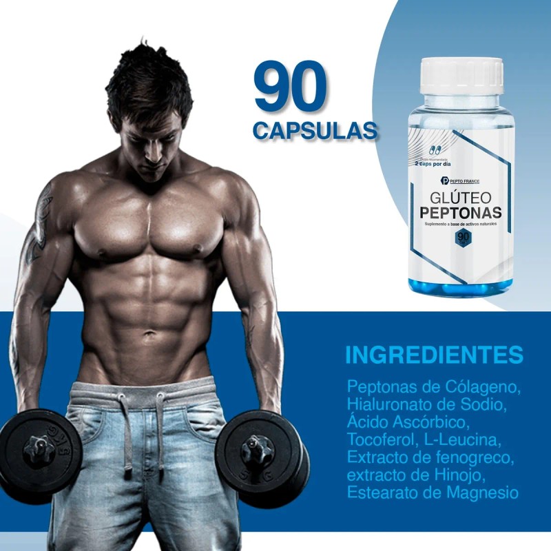 Suplemento Peptofrance Crecimiento Muscular Glúteo 90 Caps. Sin Sabor