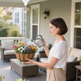 IMQUAFER 2-in-1 Retractable Plant Hanger with Hanging Baskets Chains, Plant Hook Pulleys Chain Hanger for Outdoor Indoor Hanging Plants, Bird Feeders, Lanterns,Wreath, 22lbs Capacity(4Pcs)