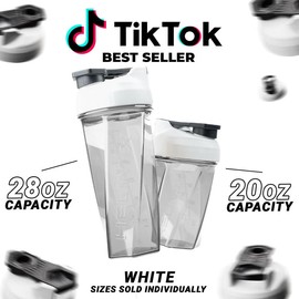 HELIMIX Blender Shaker Bottle Made in USA No Whisk Ball Needed:_White_20oz