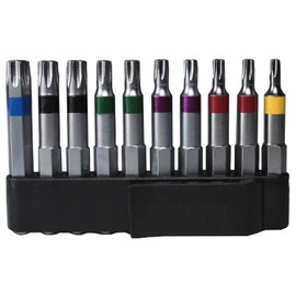 2" Torx/Star Bit Driver Kit Complete With Holder. Comes with T10, T15, T20, T25, T30 and T40 Torx Bits.