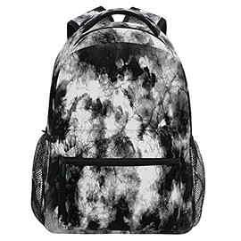 MNSRUU School Backpack Black And White Tie Dye Backpack for College Student Laptop Backpack High School Bookbags for Adult Teen