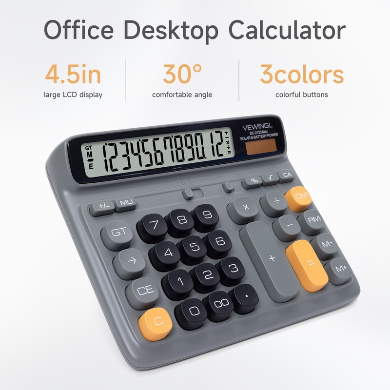 VEWINGL Office Desktop Calculator, 12-Digit Large HD LCD and Big