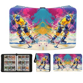 Hockey Card Binder 900 Pockets, Trading Card Binder Sports Card Binder 50 Removable Double Sided Sleeves with Zipper 3-Ring, Hockey Card Holder Baseball Football Soccer Collector Storage Album