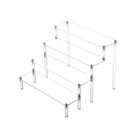 BYCY Acrylic 4-Tier Riser Display Shelf for Figurines, Desserts Holder, Collections Organizer and Cosmetic Items Shelf (4tier-Clear)