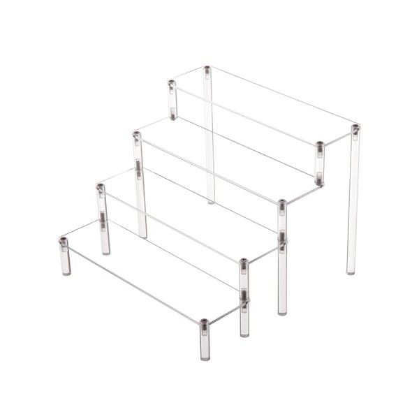 BYCY Acrylic 4-Tier Riser Display Shelf for Figurines, Desserts Holder,