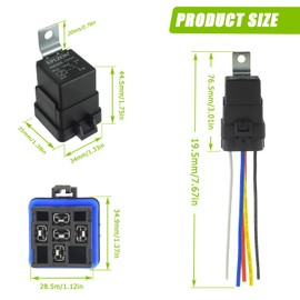 EPLZON 5 PIN 40/30 AMP 12V DC SPDT Waterproof Relay Heavy Duty 14 AWG Tinned Copper Wires with Harness Kit for Boats Auto Fan Cars(Pack of 2pcs)