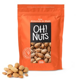 Oh! Nuts Raw Almonds Bulk Pack - Almond Nuts Bulk for Snacking & Baking, All-Natural & High-Protein Whole Almonds - Kosher Pareve Nuts, Guilt-Free & Dairy-Free Snack - Raw Almonds in Shell (2 Pounds)