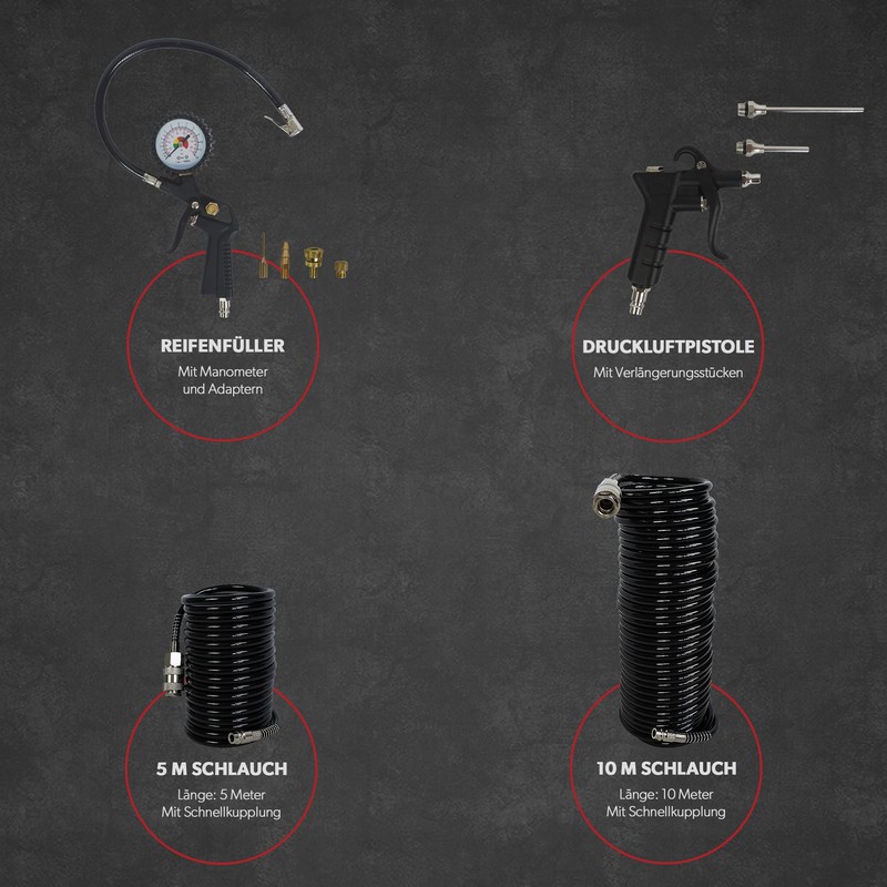 siwitec Compressed Air Gun with Extension Pieces 6 and 10