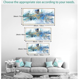 Abstract Wall Art For Living Room Large Size Framed Navy Blue Canvas Wall Art Abstract Wall Decor Abstract Art Paintings Fantasy Colorful on White Background Modern Artwork Decor for Bedroom Bathroom