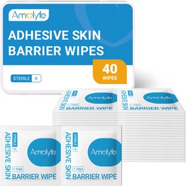 Amolyfe Skin Barrier Wipes - 40-Count Protective Skin Prep Wipes in Premium Hinged Tin Box, Enhance Adhesive Longevity & Create Protective Barrier for Reduced Irritation from Bandages and Tapes