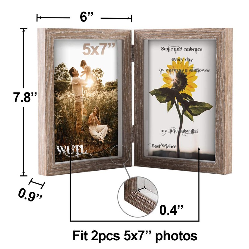 5x7 Picture Frames Double Hinged MDF Wood Grain Shadow Box
