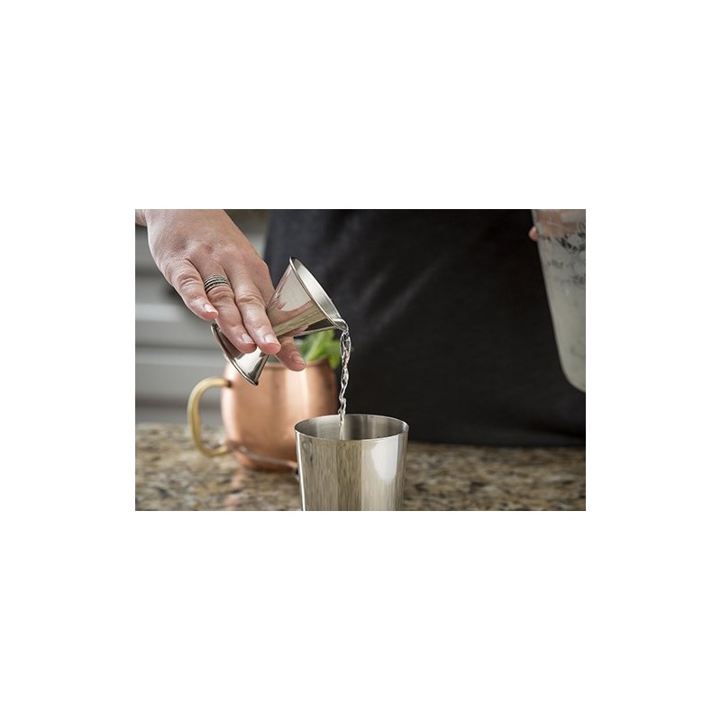 Tablecraft Stainless Steel Jigger, 1 oz and 2 oz, Metallic