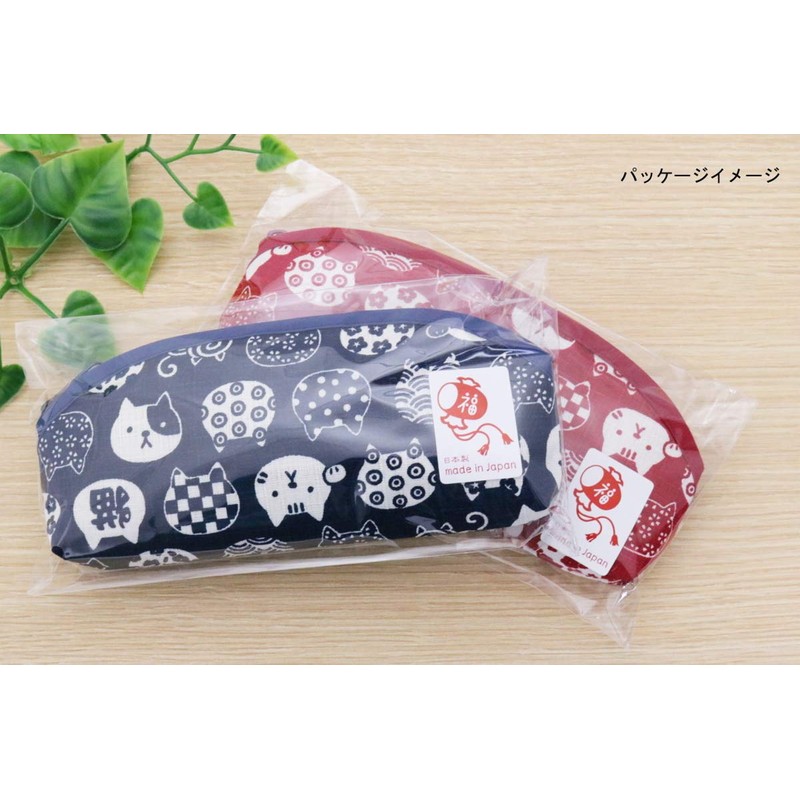 Keisuu Nyankomon Pen Case, Navy, 7.3 x 1.2 x 3.1