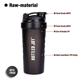 VENNERLI Protein Shaker Bottle 600ml Shaker Cup with Mixer Ball BPA Free Plastic Leakproof Sports Water Bottle for Fitness Sports and Travel (800Black)