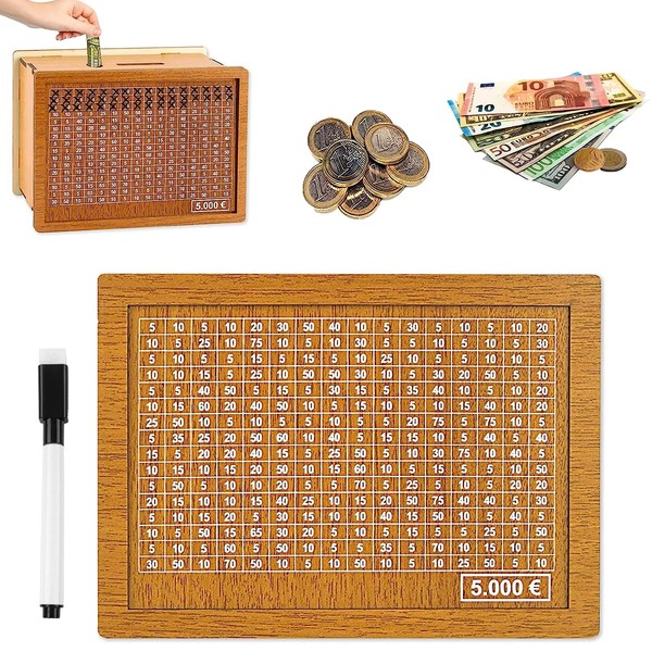 AOMAIGAD Wooden Money Box, Piggy Bank with Counter, Money Box