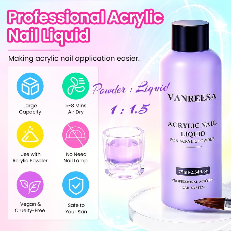 Acrylic Nail Kit for Beginners with 10 Colors Gel Nail