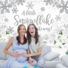 Avezano Snowflake Baby Shower Gender Neutral Backdrop White Silver A